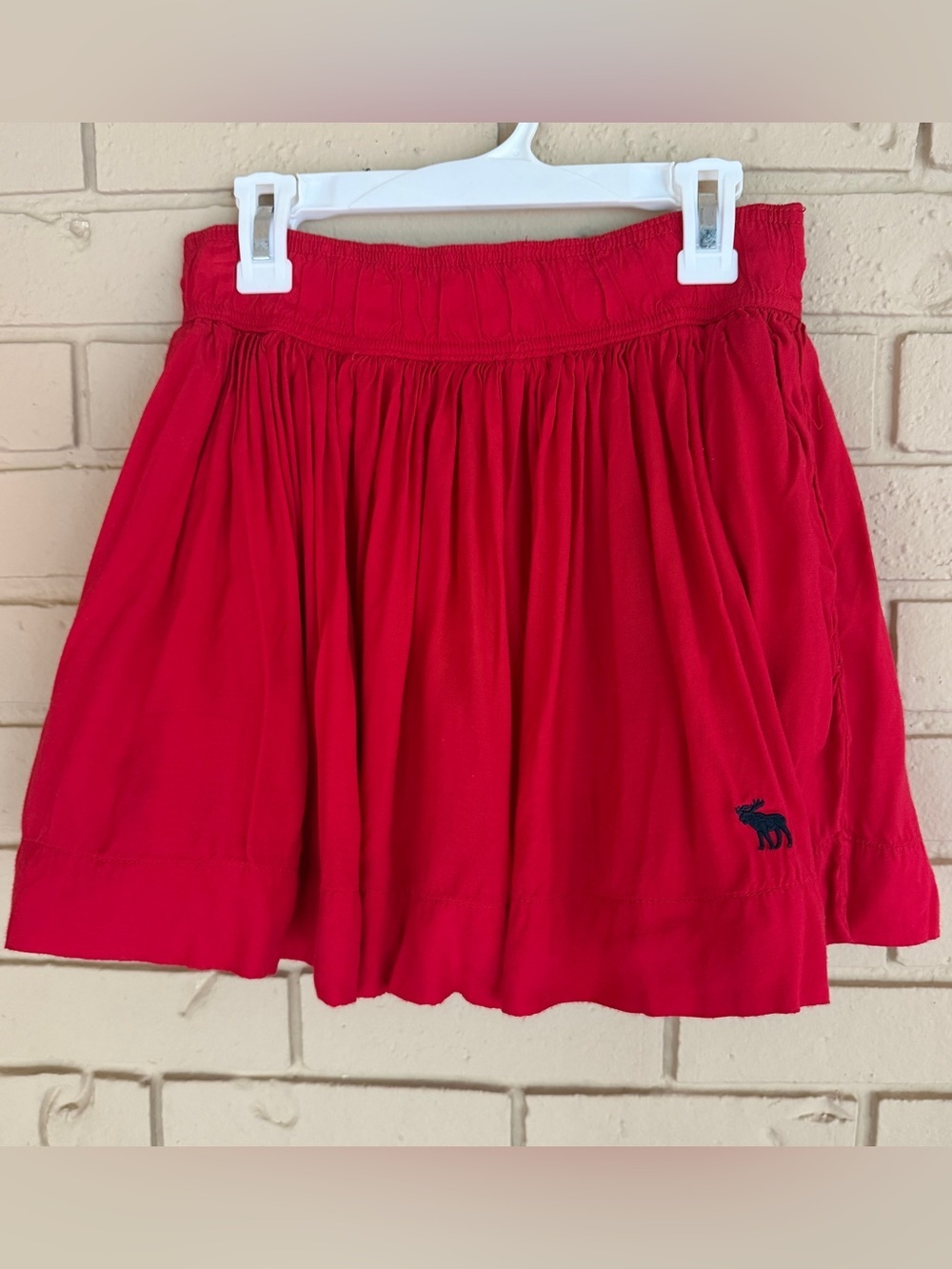 Abercrombie & Fitch Y2K Red Pleated Mini Skirt Moose Logo Academia Pocket Small